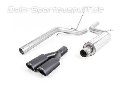 Milltek Edelstahl Sportauspuff-Komplettanlage ab Kat VW Caddy 2.0 TDI 2x100x80mm oval eingerollt abgeschrägt schwarz