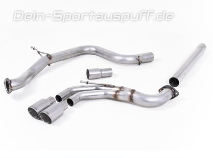 Milltek Edelstahl Racing-Komplettanlage ab Kat VW Golf 7 GTD 2x80mm rund doppelwandig abgeschrägt aus Titan