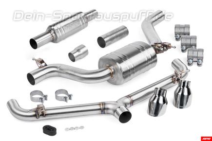 APR Edelstahl Duplex Ø76mm Sportauspuff-Komplettanlage ab OPF Seat Leon 5F Cupra ab 2018 je 102mm rund scharf schräg
