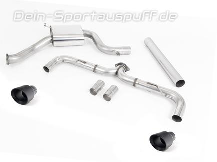 Milltek Edelstahl Ø76mm Duplex Racing-Komplettanlage ab OPF VW Golf 7 GTI Facelift 245 Performance + TCR je 100mm rund doppelwandig abgeschrägt in schwarz