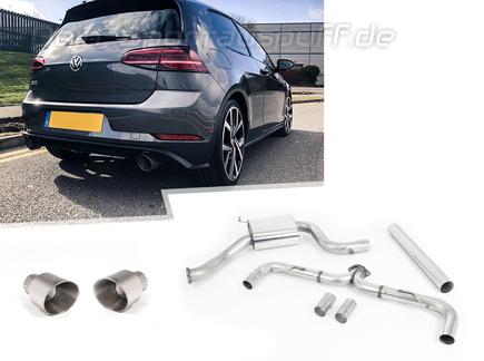 Milltek Edelstahl Ø76mm Duplex Racing-Komplettanlage ab OPF VW Golf 7 GTI Facelift 245 Performance + TCR je 100mm rund doppelwandig abgeschrägt Titan matt