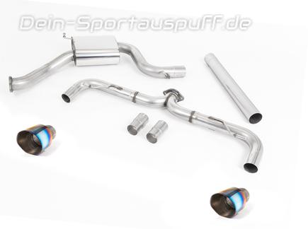 Milltek Edelstahl Ø76mm Duplex Racing-Komplettanlage ab OPF VW Golf 7 GTI Facelift 245 Performance + TCR je 100mm rund doppelwandig abgeschrägt Titan burned