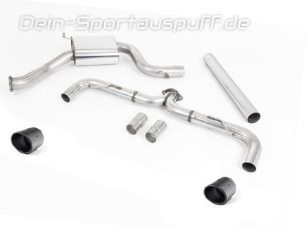 Milltek Edelstahl Ø76mm Duplex Racing-Komplettanlage ab OPF VW Golf 7 GTI Facelift 245 Performance + TCR je 100mm rund eingerollt abgeschrägt aus Carbon