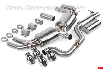 APR Edelstahl Duplex Ø76mm Sportauspuff-Komplettanlage ab OPF Audi SQ2 je 2x102mm rund scharf schräg