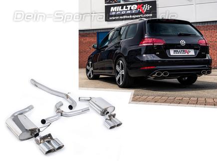 Milltek Edelstahl Duplex Racing-Komplettanlage ab OPF VW Golf 7 R Variant Facelift 300PS je 2x oval eingerollt abgeschrägt