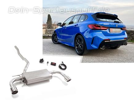 Ragazzon Edelstahl Duplex Sportauspuff-Komplettanlage ab OPF inkl. Klappensteuerung BMW 1er F40 118i je 102mm rund eingerollt abgeschrägt