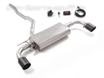 Ragazzon Edelstahl Duplex Sportauspuff-Komplettanlage ab OPF inkl. Klappensteuerung BMW 1er F40 118i je 100mm rund scharfkantig abgeschrägt aus Carbon