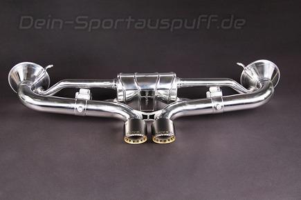 Capristo Edelstahl Sportauspuff mittig Porsche 911 GT3 Typ 992 2x rund abgeschrägt aus Carbon (für orig. Klappe)