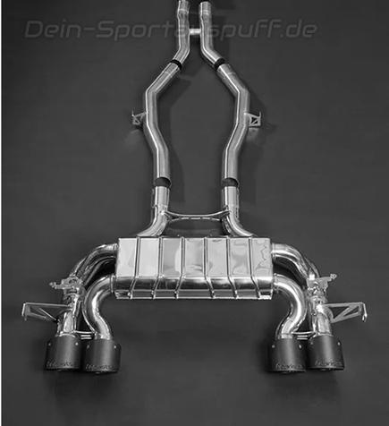 Capristo Edelstahl Duplex Sportauspuff-Komplettanlage ab OPF BMW M4 Competition inkl. CSL G82 je 2x rund abgeschrägt aus Carbon