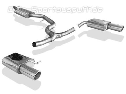 FOX Edelstahl Duplex Sportauspuff-Komplettanlage ab Kat VW Passat 3C R36 je 100mm rund eingerollt abgeschrägt