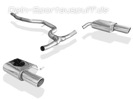 FOX Edelstahl Duplex Racing-Komplettanlage ab Kat VW Passat 3C R36 je 100mm rund eingerollt abgeschrägt