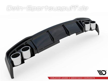 Maxton Heckeinsatz Diffusor schwarz glanz mit Endrohr-Attrappen für Audi A6 C8 S-Line