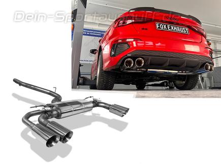 Fox Edelstahl Duplex Sportauspuff-Komplettanlage ab OPF Audi S3 Limousine 8Y je 2x114mm rund doppelwandig abgeschrägt