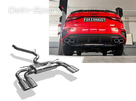Fox Edelstahl Duplex Sportauspuff-Komplettanlage ab OPF Audi S3 Limousine 8Y je 2x106x71mm oval eingerollt abgeschrägt
