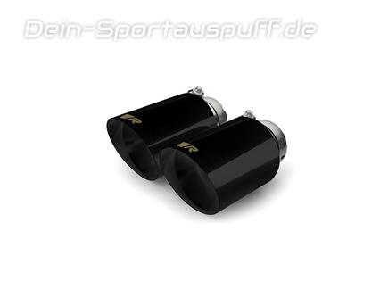 Remus Edelstahl Endrohrsatz 2x102mm rund scharfkantig abgeschrägt schwarz, Länge 145mm