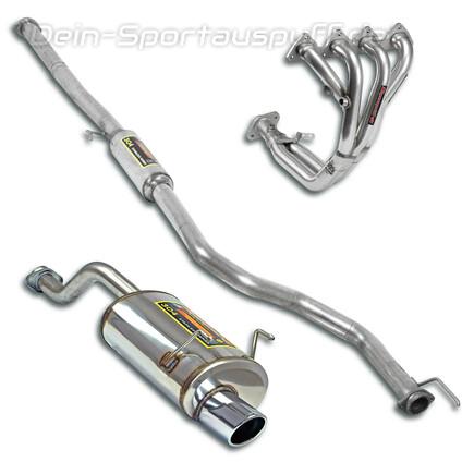 Supersprint Edelstahl Ø60mm Racing-Komplettanlage inkl. Krümmer Honda Civic 5 Hatchback 1.6l VTi 100mm rund eingerollt