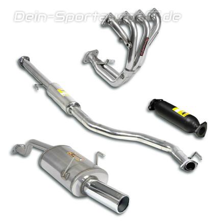 Supersprint Edelstahl Ø50mm Racing-Komplettanlage inkl. Krümmer und Kat-Ersatz Honda Civic 6 4-Türer/Coupe 1.6l VTi 100mm rund eingerollt