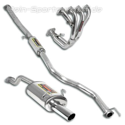 Supersprint Edelstahl Ø60mm Racing-Komplettanlage inkl. Krümmer Honda Civic 6 4-Türer/Coupe 1.6l VTi 100mm rund eingerollt abgeschrägt