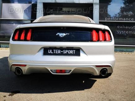 Ulter Duplex Edelstahl Racing-Komplettanlage ab Kat Ford Mustang 6 Coupe 2.3l je 100mm rund doppelwandig abgeschrägt