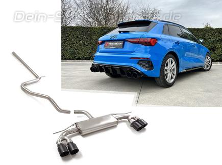 Ragazzon Edelstahl Duplex Racing-Komplettanlage ab OPF Audi A3 8Y Sportback 30 TFSI je 2x102mm rund eingerollt abgeschrägt in schwarz