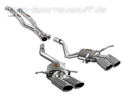 Supersprint Edelstahl Duplex Racing-Komplettanlage ab Kat Mercedes ML63 AMG W164 je 2x120x80mm oval eingerollt abgeschrägt