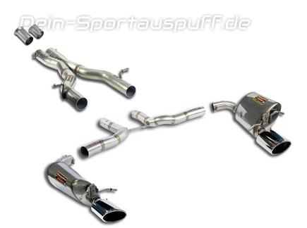 Supersprint Edelstahl Duplex Sportauspuff-Komplettanlage ab Kat Mercedes E-Klasse Cabrio A207 E350 CDI je 145x95mm oval eingerollt abgeschrägt
