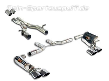 Supersprint Edelstahl Duplex Sportauspuff-Komplettanlage ab Kat Mercedes E-Klasse Cabrio A207 E350 CDI je 2x120x80mm oval eingerollt abgeschrägt