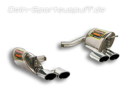 Supersprint Edelstahl Duplex Racing-Komplettanlage inkl. Kat und Krümmer Mercedes E-Klasse W211/S211 E500 je 2x120x80mm oval eingerollt abgeschrägt