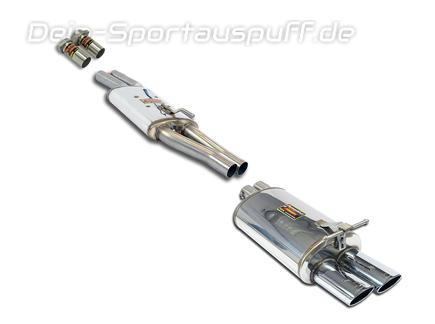 Supersprint Edelstahl Sportauspuff-Komplettanlage ab Kat Mercedes E-Klasse W210 E280-E430 2x100x75mm oval eingerollt abgeschrägt