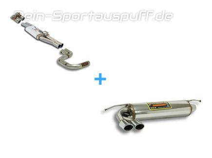 Supersprint Edelstahl Sportauspuff-Komplettanlage ab Kat Mercedes E-Klasse S210 E55 E60 AMG 2x90x70mm oval eingerollt abgeschrägt