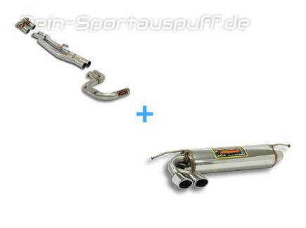 Supersprint Edelstahl Racing-Komplettanlage ab Kat Mercedes E-Klasse S210 E55 E60 AMG 2x90x70mm oval eingerollt abgeschrägt
