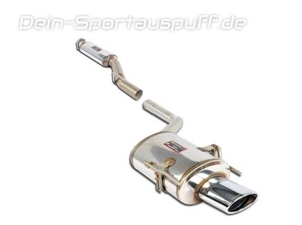 Supersprint Edelstahl Sportauspuff-Komplettanlage ab Kat Mercedes C-Klasse W202/S202 C200K C230K 145x95mm oval eingerollt abgeschrägt
