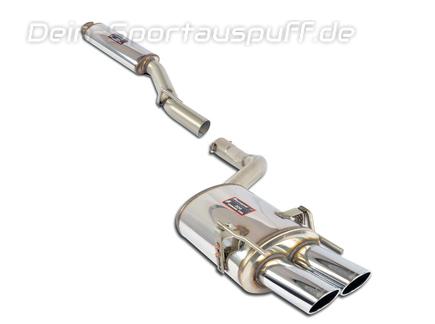 Supersprint Edelstahl Sportauspuff-Anlage ab Kat Mercedes C-Klasse C36 AMG W202 2x100x75mm oval eingerollt abgeschrägt