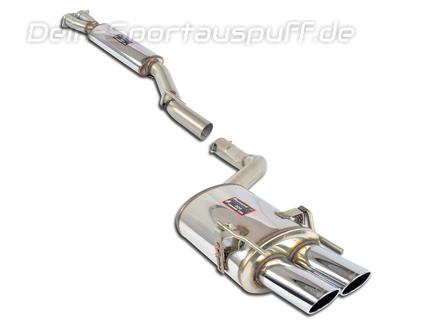 Supersprint Edelstahl Sportauspuff-Komplettanlage ab Kat Mercedes C-Klasse C43 C55 AMG W202/S202 2x100x75mm oval eingerollt abgeschrägt