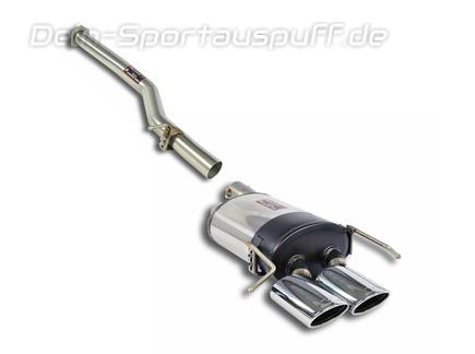 Supersprint Edelstahl Racing-Komplettanlage ab Kat Mercedes CLK A209 CLK200-CLK320 für AMG-Heckschürze 2x120x80mm oval eingerollt abgeschrägt