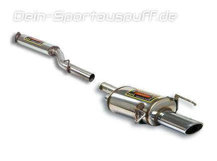 Supersprint Edelstahl Sportauspuff-Komplettanlage ab Kat Mercedes CLK W209 CLK200-CLK320 145x95mm oval eingerollt abgeschrägt