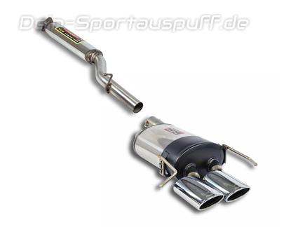 Supersprint Edelstahl Sportauspuff-Komplettanlage ab Kat Mercedes CLK W209 CLK200-CLK320 2x120x80mm oval eingerollt abgeschrägt
