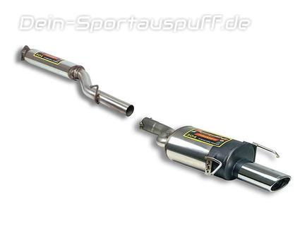 Supersprint Edelstahl Sportauspuff-Komplettanlage ab Kat Mercedes CLK W209 CLK280-500 145x95mm oval eingerollt abgeschrägt