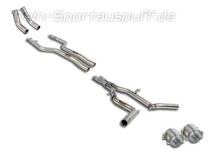 Supersprint Edelstahl Downpipe mit Kat-Ersatz und Mittelschalldämpfer-Ersatz Mercedes E-Klasse W212/S212 E63 AMG Facelift