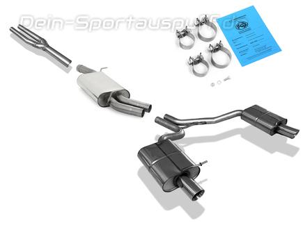 Fox Edelstahl Duplex Sportauspuff-Komplettanlage ab Kat Audi A4 B6 Typ 8E Limousine/Avant 2.4l je 90mm rund doppelwandig abgeschrägt