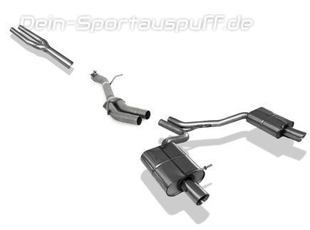 Fox Edelstahl Duplex Racing-Komplettanlage ab Kat Audi A4 B6 Typ 8E Limousine/Avant 2.4l je 90mm rund doppelwandig abgeschrägt