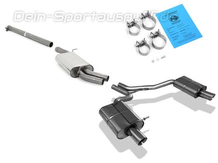 Fox Edelstahl Duplex Sportauspuff-Komplettanlage ab Kat Audi A4 B7 Typ 8E Limousine/ Avant 1.8T je 90mm rund doppelwandig abgeschrägt