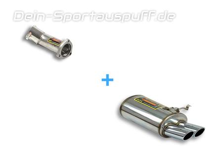 Supersprint Edelstahl Sportauspuff Mercedes SL R129 Facelift ab 1998 2x100x75mm oval eingerollt abgeschrägt