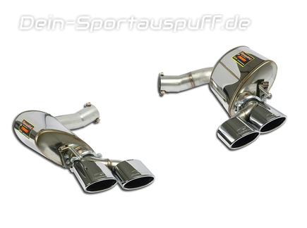 Supersprint Edelstahl Duplex Sportauspuff-Komplettanlage ab Kat Mercedes CLS 500 C219 je 2x120x80mm oval eingerollt abgeschrägt