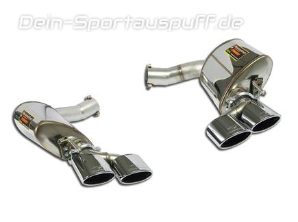 Supersprint Edelstahl Duplex Sportauspuff-Komplettanlage ab Kat Mercedes CLS 63 AMG C219 je 2x120x80mm oval eingerollt abgeschrägt