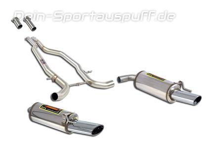Supersprint Edelstahl Duplex Sportauspuff-Komplettanlage ab Kat Mercedes CL 600 inkl. AMG C215 je 145x95mm oval eingerollt abgeschrägt