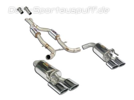 Supersprint Edelstahl Duplex Sportauspuff-Komplettanlage ab Kat Mercedes CL 600 inkl. AMG für CL55 AMG-Heck C215 je 2x120x80mm oval eingerollt abgeschrägt