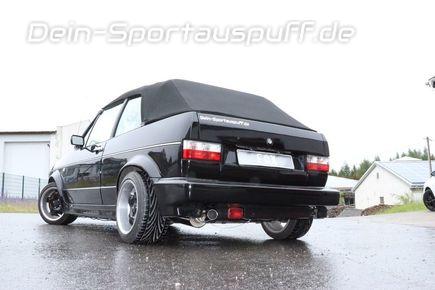 FOX Edelstahl Racing-Komplettanlage ab Kat VW Golf 1 Cabriolet 1x63mm rund scharf schräger Ausgang
