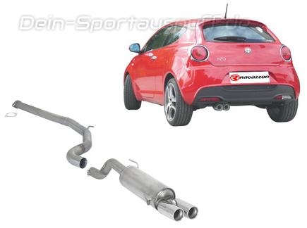 Ragazzon Edelstahl Racing-Komplettanlage ab Kat Ø70mm-System Alfa Romeo MiTo 1.4 TB 2x80mm rund eingerollt versetzt