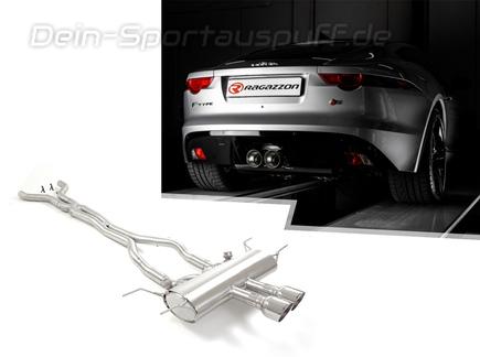 Ragazzon Edelstahl Mittig Racing-Komplettanlage ab Kat inkl. Klappensteuerung Jaguar F-Type S 3.0l 2x114mm rund doppelwandig abgeschrägt
